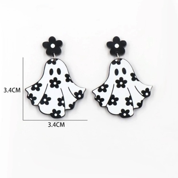 NWT Groovy Floral Ghost Earrings for Fall or Halloween - Picture 2 of 4